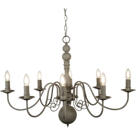 Searchlight Greythorne - Lustre à 8 ampoules au fini gris, E14