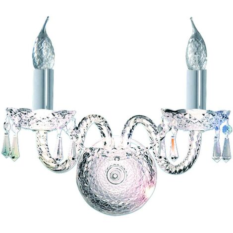 Searchlight Hale - Indoor Candle Wall 2 Light Chrome with Crystals, E14