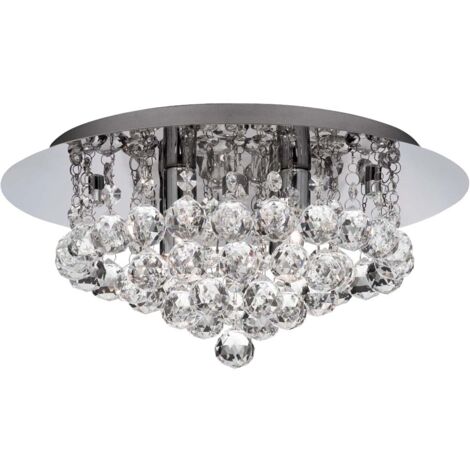 Searchlight Hanna - 4 Light Ceiling Semi Flush Light Chrom mit Kristallen, G9