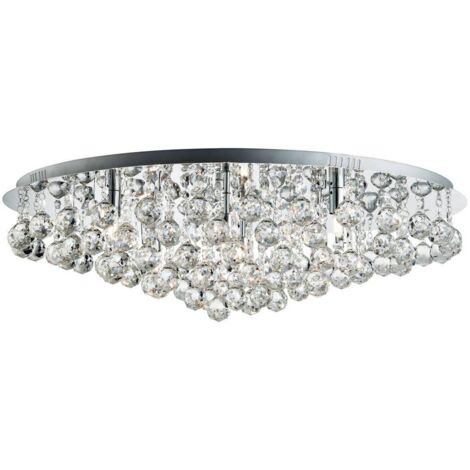 Searchlight Hanna - 8 Light Round Ceiling Semi Flush Light Chrom mit Kristallkugeln, G9