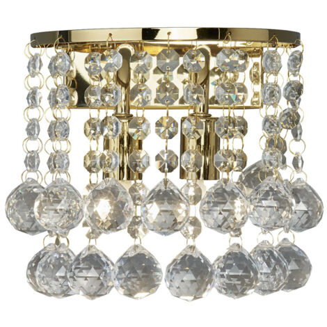 Searchlight Hanna - Applique da interno a 2 luci oro con cristalli, G9