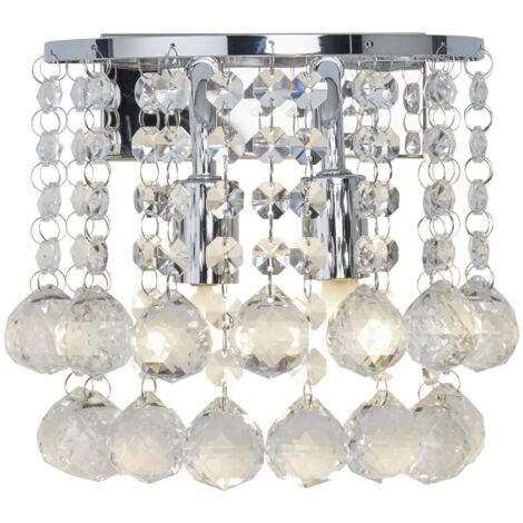 Searchlight Hanna - Parete interna 2 luci cromate con cristalli, G9