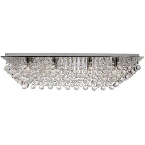 Searchlight Hanna - Plafonnier à 8 ampoules au fini chrome avec décoration en cristal, G9