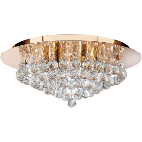 Searchlight Hanna - Soffitto a 6 luci semi filo oro chiaro con cristalli, G9
