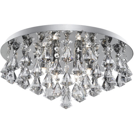 Searchlight Hanna - Soffitto a 8 luci semi-incasso cromato con cristalli diamantati, G9