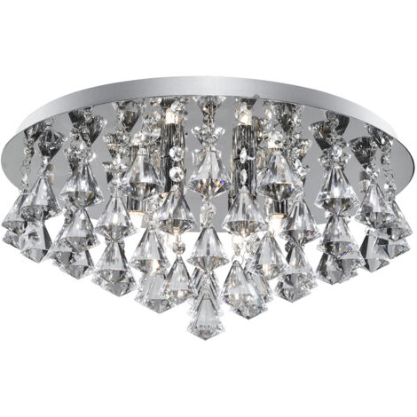 Searchlight Hanna - Soffitto a 8 luci semi-incasso cromato con cristalli diamantati, G9