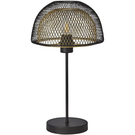 Searchlight Honeycomb 1 Light Double Layered Mesh Lampe de Table - Extérieur Noir Avec Intérieur Doré