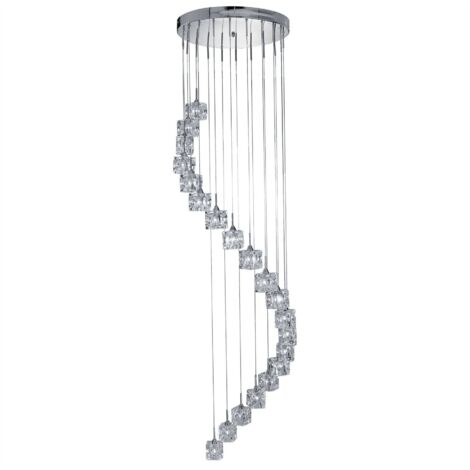 Searchlight Ice Cube - Luminaire suspendu à 20 ampoules LED en verre chromé