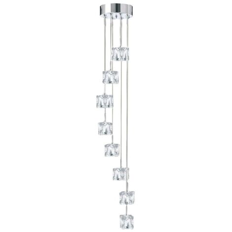 Searchlight Ice Cube - Luminaire suspendu à 8 ampoules LED en verre chromé