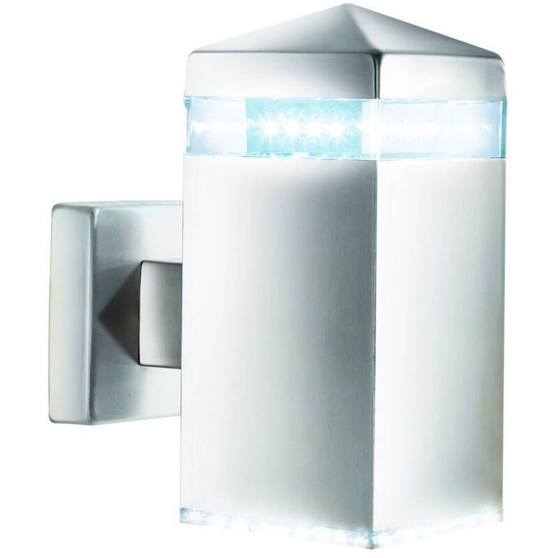 Searchlight India - Applique da esterno a LED argento satinato IP44