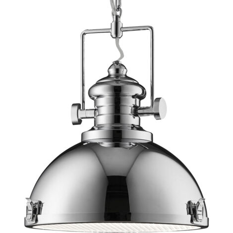 Searchlight Industrial - 1 Light Dome Deckenanhänger Chrom mit Acryldiffusor, E27