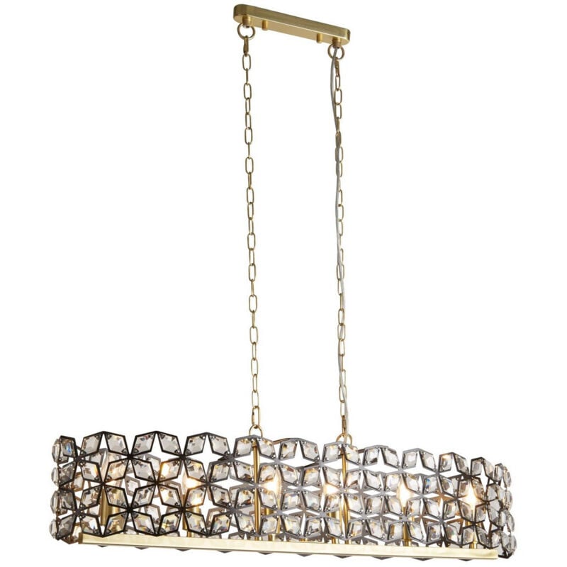 Searchlight - Iris 6 Light Pendant Black, Crystal, Brass