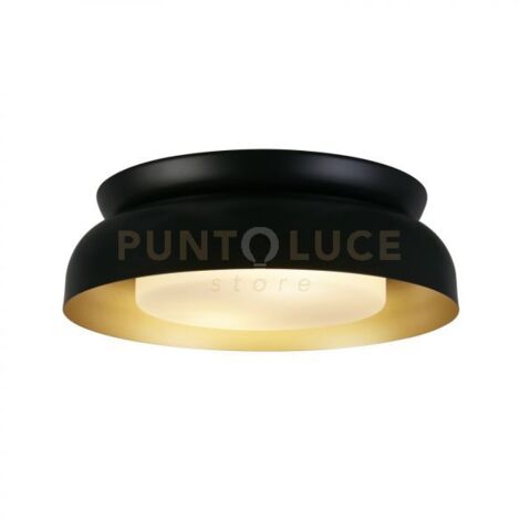 Searchlight Kendal Lampada a filo a 2 luci, metallo nero e oro con diffusore satinato