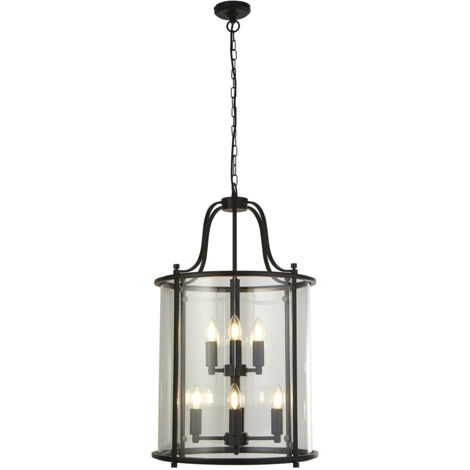 Searchlight Lantern Grande , 8 Nero Chiaro, Vetro Trasparente