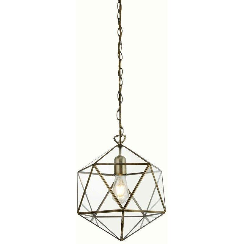 Searchlight Lighting - Searchlight Lanterns - 1 Light Cage Prism Pendant Antique Brass, E27