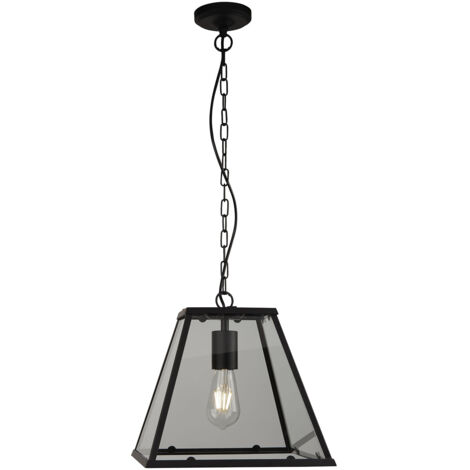 Searchlight Lanterns - Lampada a sospensione a 1 lanterna in nero opaco, attacco E27