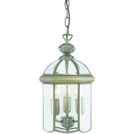 Searchlight Lanterns - Suspension lanterne à 3 ampoules au fini laiton antique, E14