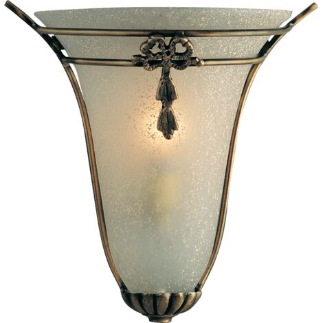 Searchlight - Lèche-mur intérieur à 1 ampoule, bronze clair avec verre scavo givré, E14