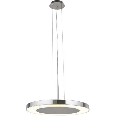 Searchlight Lexi - 1 Luce Sospensione Soffitto Cromo, Bianco, LED Integrato Vetro