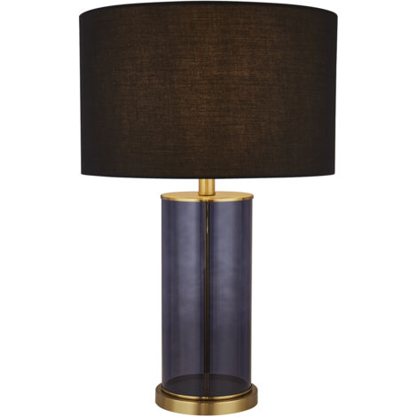 Searchlight Liberty Lampada da tavolo in vetro blu con paralume nero