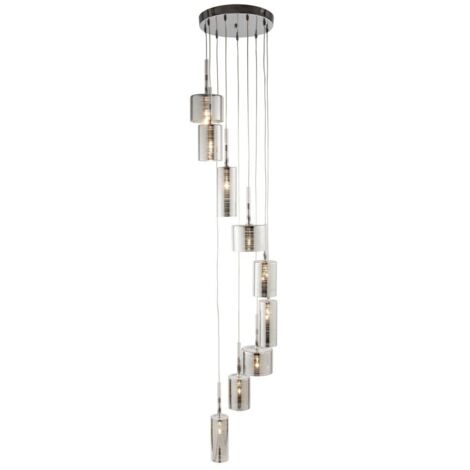 Searchlight Linen - Suspension à 9 ampoules au fini chrome, ampoule G4