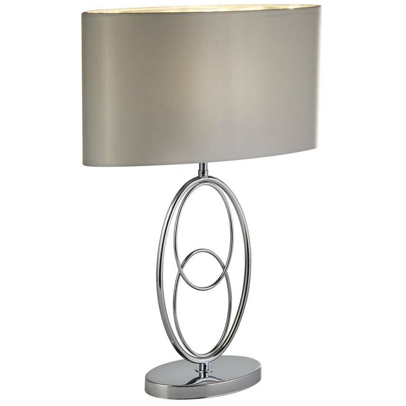 Image of Loopy Lampada da Tavolo 1 Luce, Cromata, Paralume Bianco - Searchlight