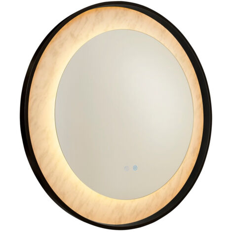 Searchlight Luxo Miroir LED, métal noir mat avec effet marbre