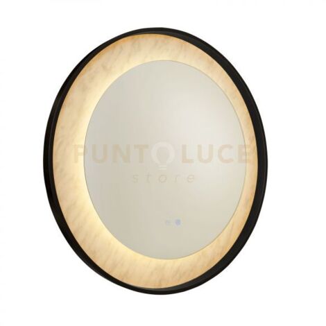 Searchlight Luxo Specchio LED, metallo nero opaco con effetto marmo