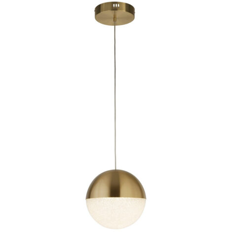 Searchlight Marbles Lampe suspendue LED en laiton satiné, abat-jour en glace pilée