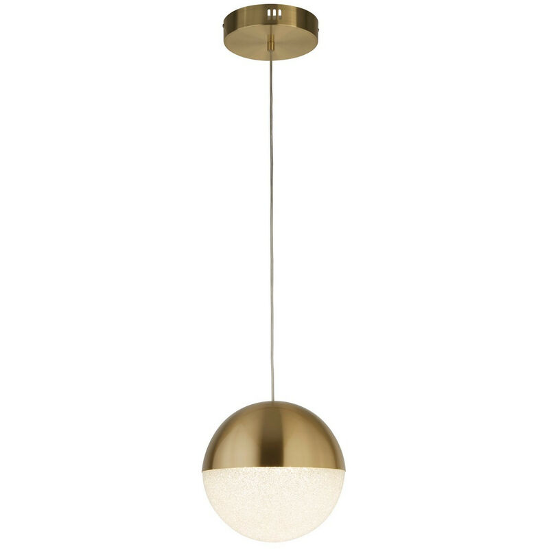 Marbles led Pendant Satin Brass, Crushed Ice Shade - Searchlight