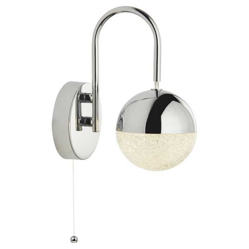 Searchlight Lighting - Searchlight MARBLES - Wall Light with Pull Switch - Chrome with Crystal Sand