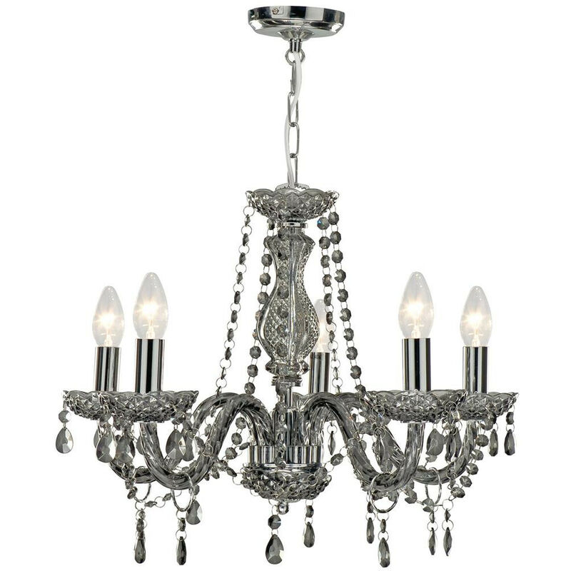 Marie Therese 5 Light Pendant Smoked Grey Glass - Searchlight