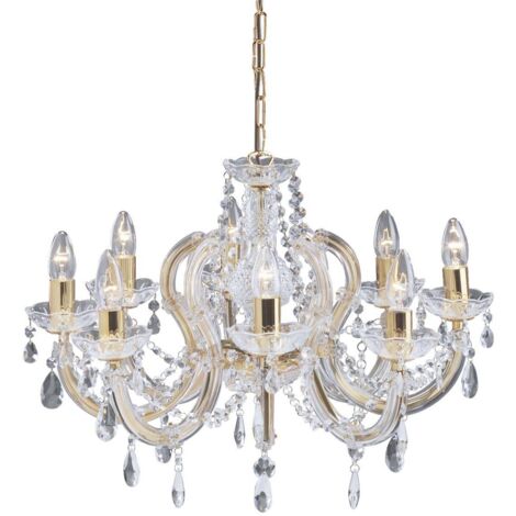 Searchlight Marie Therese - 8 Light Crystal Chandelier aus poliertem Messing, E14