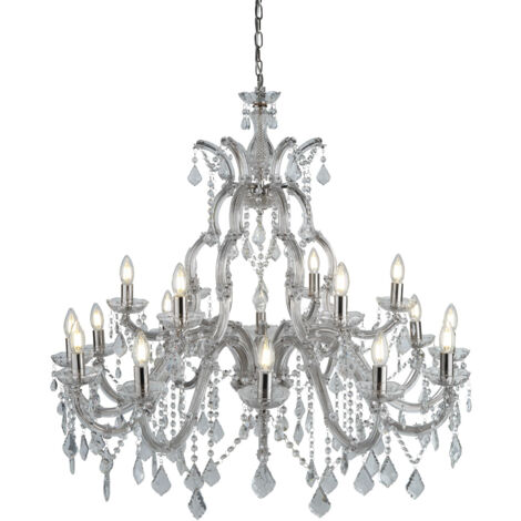 Searchlight Marie Therese - Lampadario in cristallo a 18 luci con finitura cromata, attacco E14