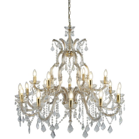 Searchlight Marie Therese - Lampadario in cristallo a 18 luci con finitura in ottone lucido, attacco E14