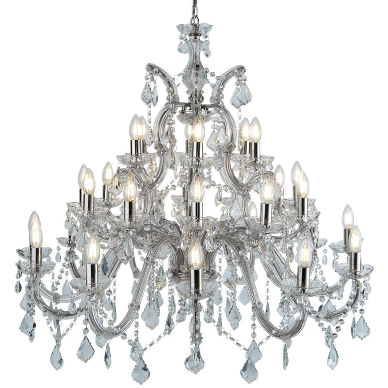 Searchlight Marie Therese - Lampadario in cristallo a 30 luci con finitura cromata, attacco E14