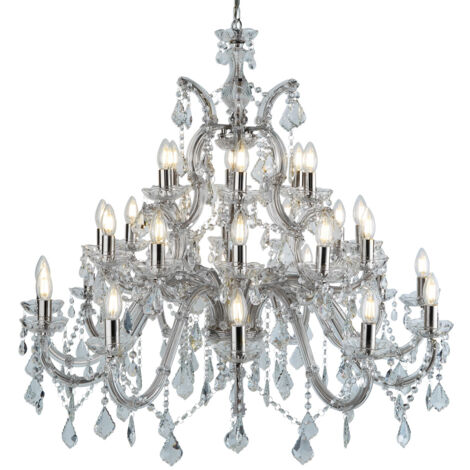 Searchlight Marie Therese - Lampadario in cristallo a 30 luci con finitura cromata, attacco E14