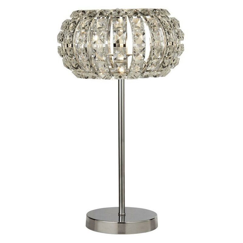 Searchlight MARILYN - 1 Light Chrome Table Lamp with Crystal Glass, Crystal Sand Diffuser