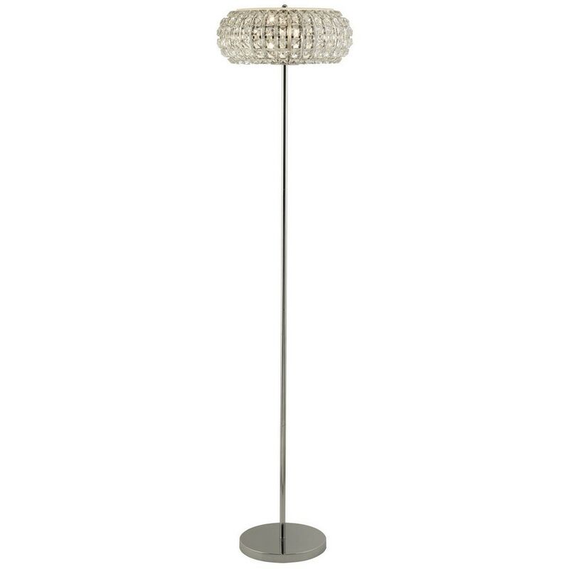 Searchlight MARILYN - 3 Light Chrome Floor Lamp with Crystal Glass, Crystal Sand Diffuser