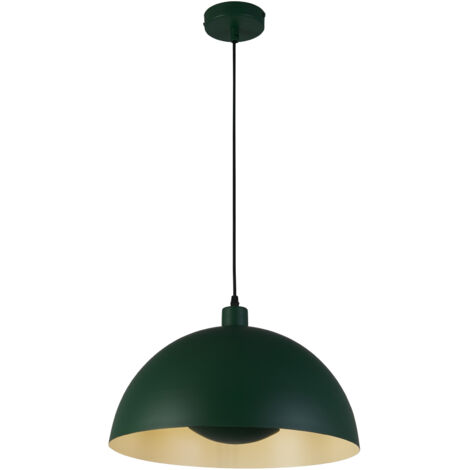 Searchlight Mars Suspension à 1 lampe en forme de dôme, métal vert mat et intérieur crème