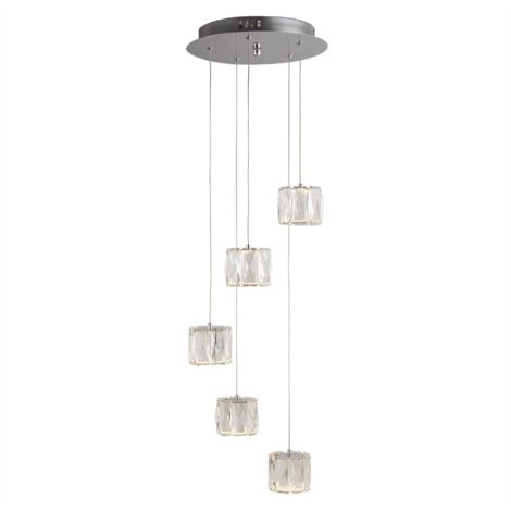 Searchlight Maxim - Luminaire suspendu à 5 ampoules LED en verre chromé