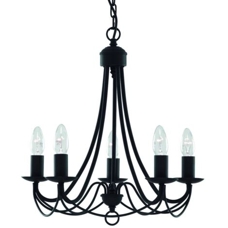 Searchlight Maypole - 5 Light Multi Arm Deckenanhänger Schwarz, E14