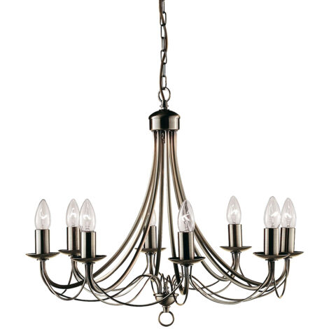Searchlight Maypole - Lampadario a 8 luci con finitura in ottone anticato, attacco E14