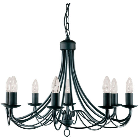 Searchlight Maypole - Lampadario a 8 Luci Finitura Nera, E14