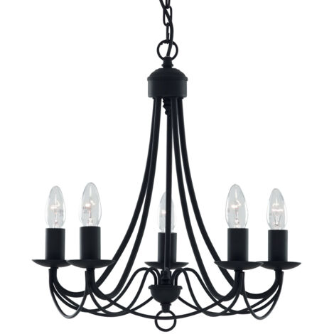 Searchlight Maypole - Sospensione a soffitto a 5 luci multibraccio nera, E14