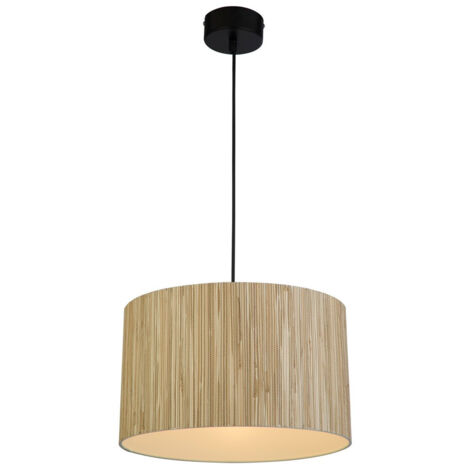 Searchlight Meadow Suspension à 1 lampe transformable en plafonnier, abat-jour en gazon naturel