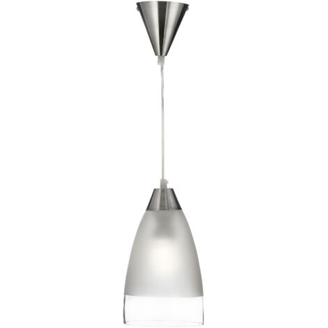 Searchlight Metal And Glass - Suspension à 1 ampoule au fini chrome avec abat-jour en verre transparent et givré, E27