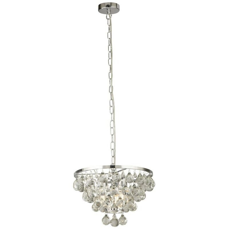 Searchlight Lighting - Searchlight MICHELLE - 4 Light Round Chrome Ceiling Pendant with Rain Drop Glass Balls