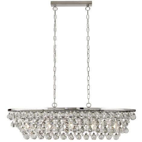 Searchlight MICHELLE - Pendentif de barre de plafond ovale chrome à 5 ampoules avec boules de verre