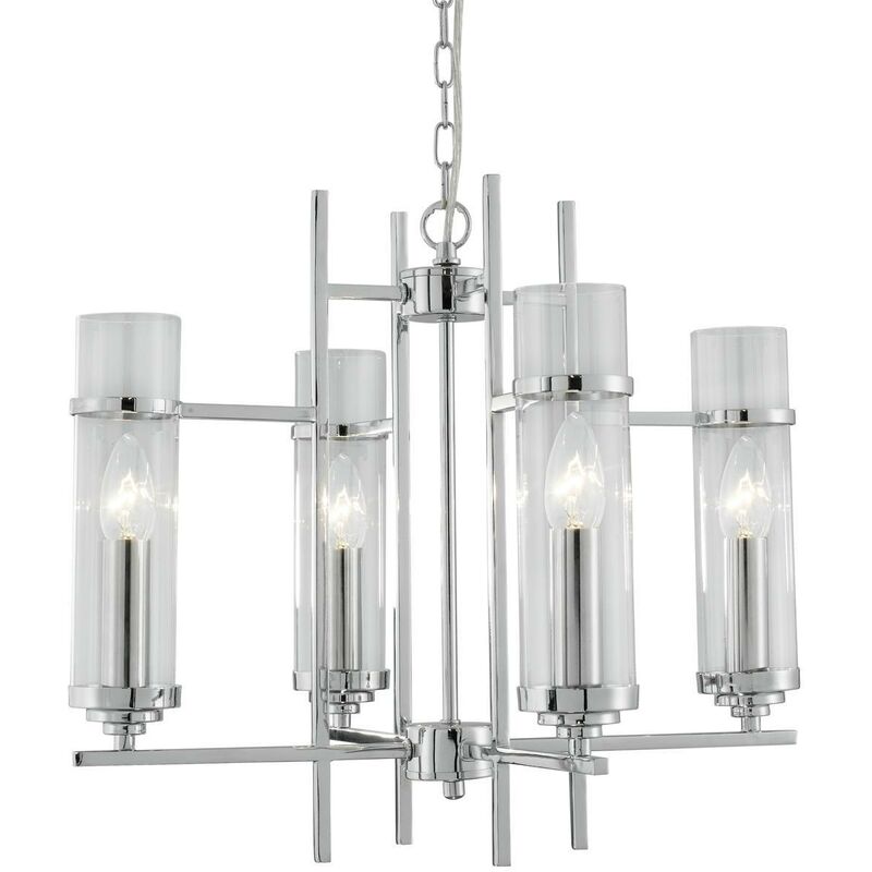 Milo - 4 Light Multi Arm Ceiling Pendant Chrome, Glass Four, E14 - Searchlight